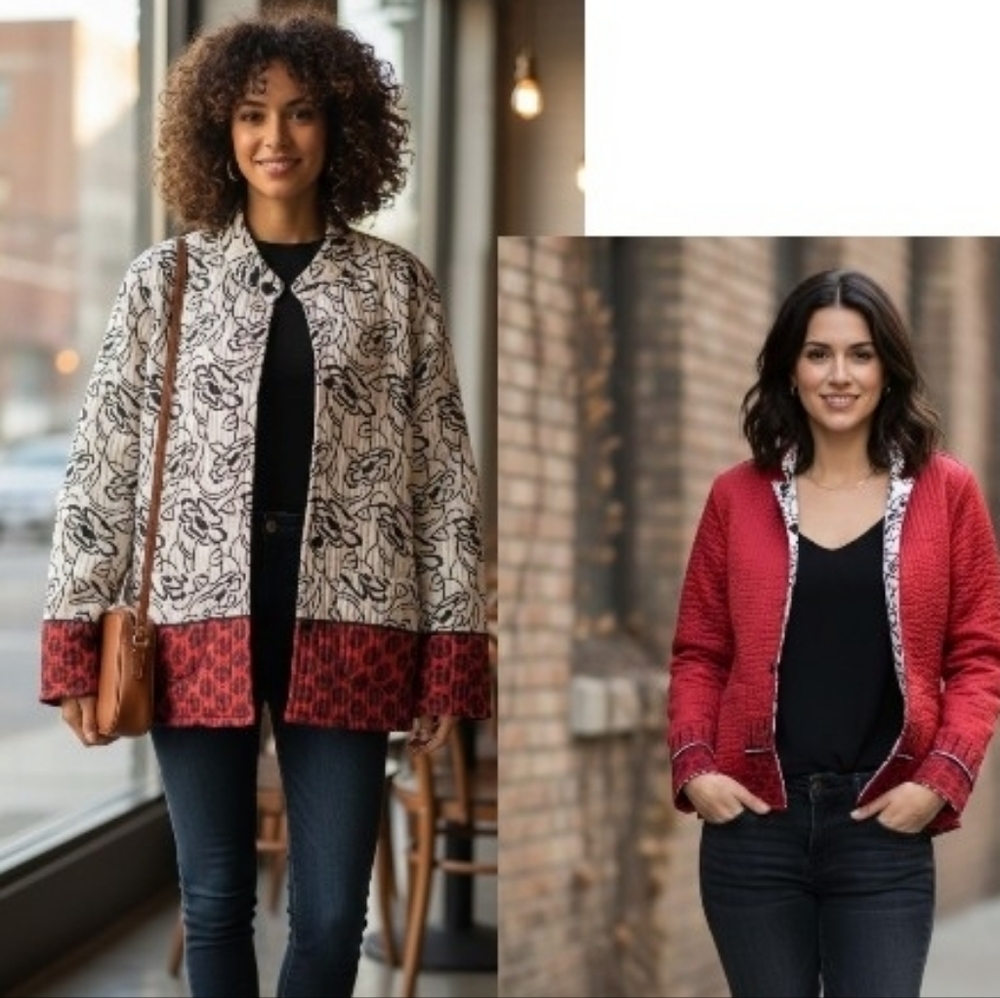 Anu Quilted Floral Pattern Jacket